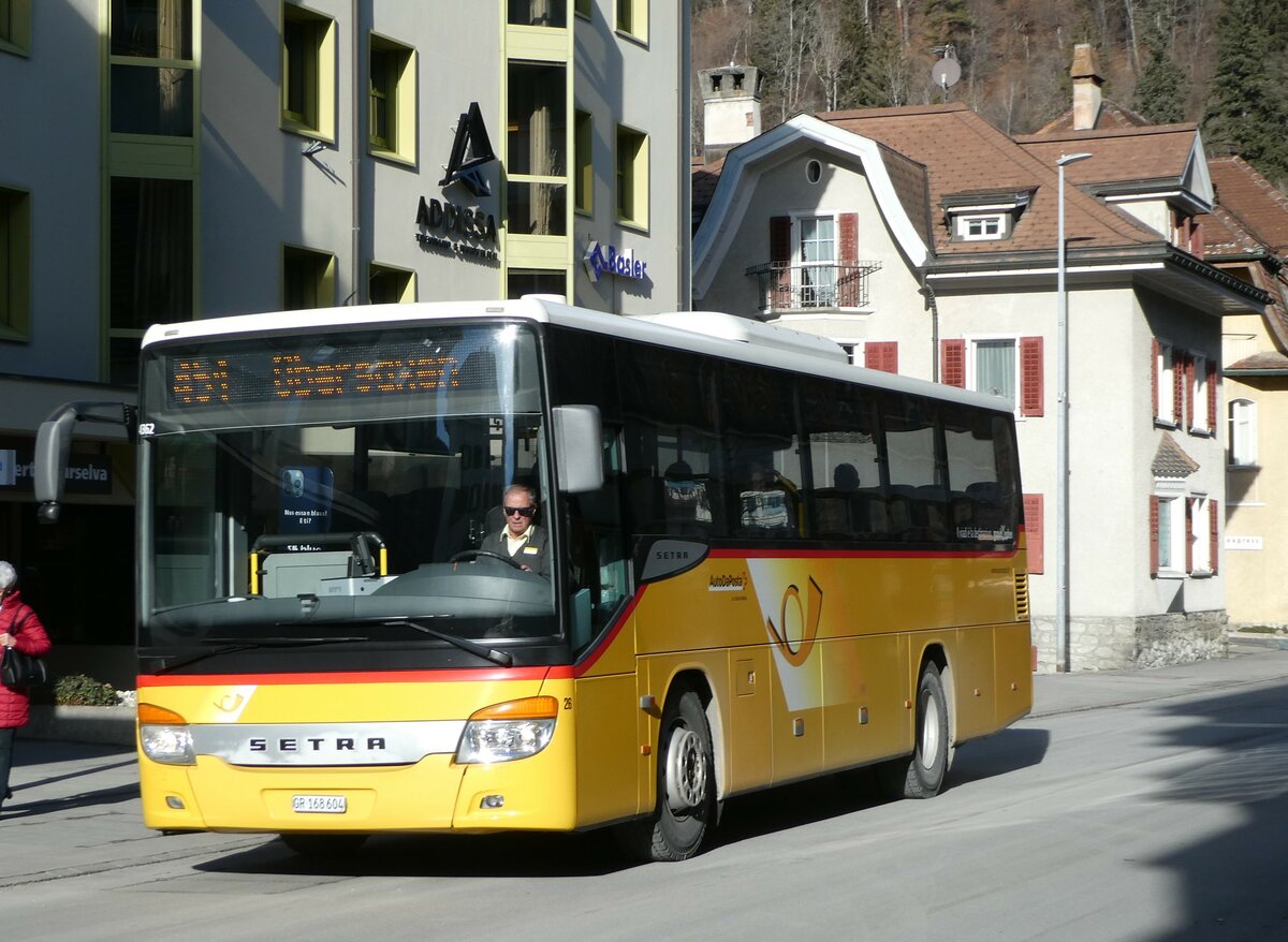 (245'108) - PostAuto Graub�nden - Nr. 26/GR 168'604/PID 4362 - Setra (ex Terretaz, Zernez; ex Gessinger, Bad Ragaz) am 18. Januar 2023 in Ilanz, Poststrasse