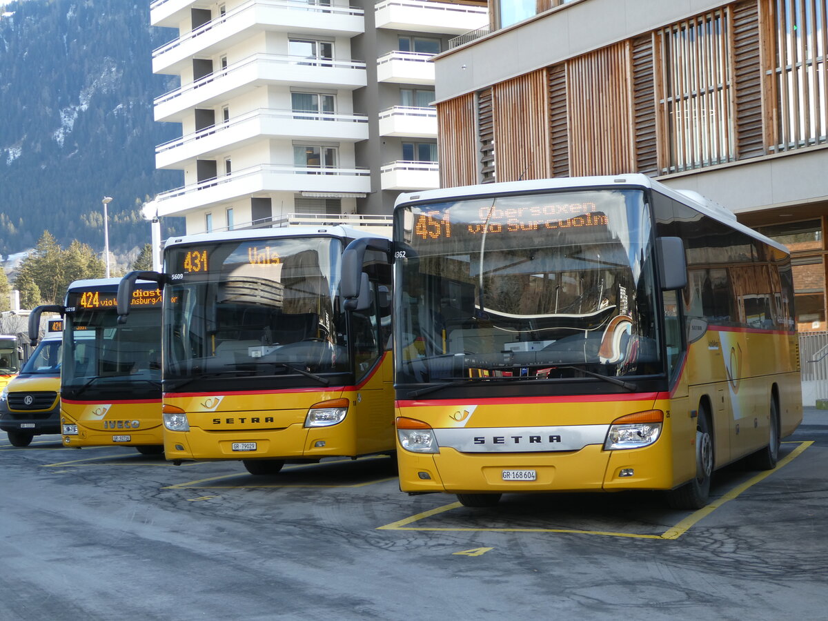 (245'144) - PostAuto Graub�nden - Nr. 26/GR 168'604/PID 4362 - Setra (ex Terretaz, Zernez; ex Gessinger, Bad Ragaz) am 18. Januar 2023 beim Bahnhof Ilanz