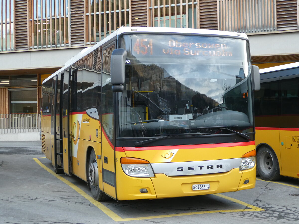 (245'173) - PostAuto Graub�nden - Nr. 26/GR 168'604/PID 4362 - Setra (ex Terretaz, Zernez; ex Gessinger, Bad Ragaz) am 18. Januar 2023 beim Bahnhof Ilanz
