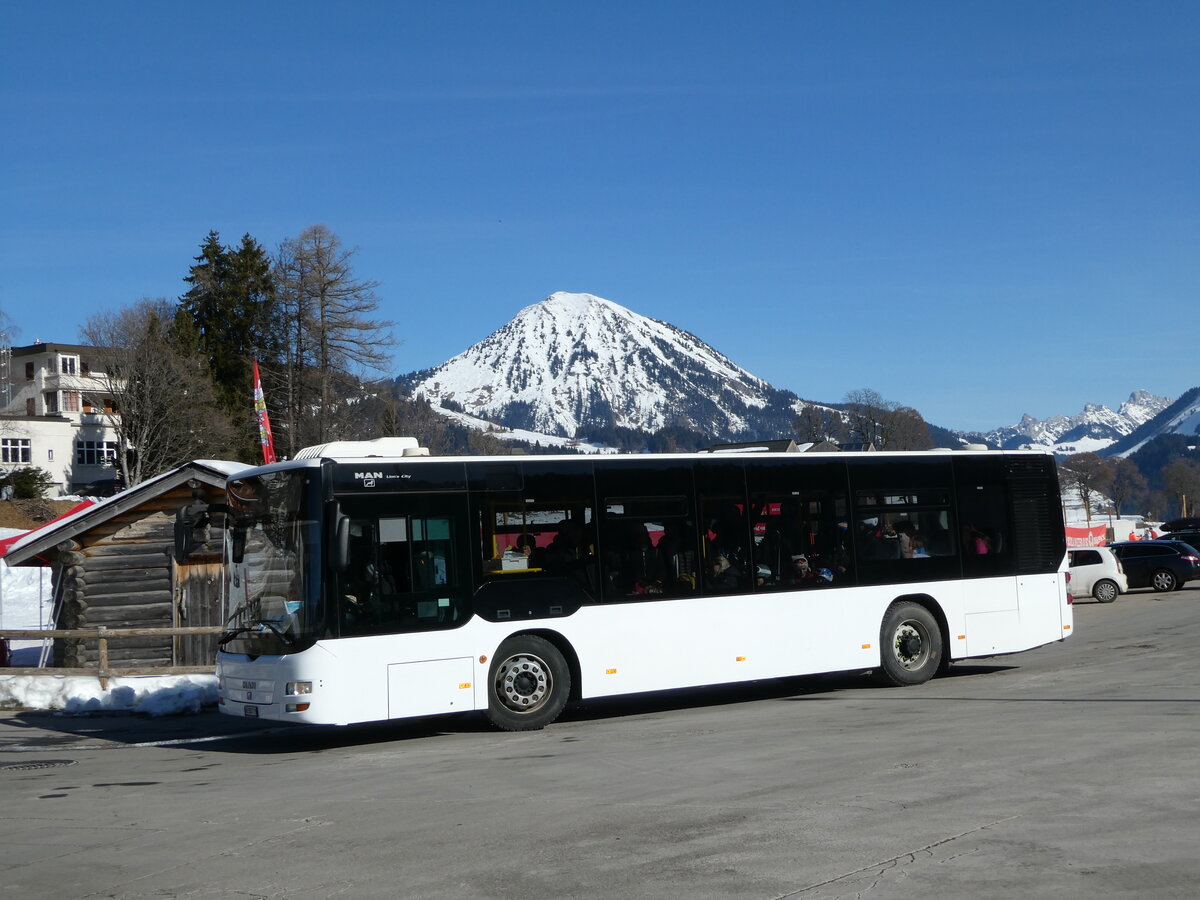 (246'028) - Leysin-Excursions, Leysin - VD 382'719 - MAN/G�ppel (ex CarPostal Ouest PID 5028) am 11. Februar 2023 in Leysin, Centre sportif