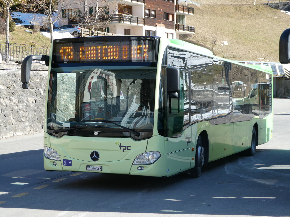 (246'040) - TPC Aigle - Nr. 455/VS 344'199 - Mercedes (ex Ledermair, A-Schwaz) am 11. Februar 2023 beim Bahnhof Le S�pey