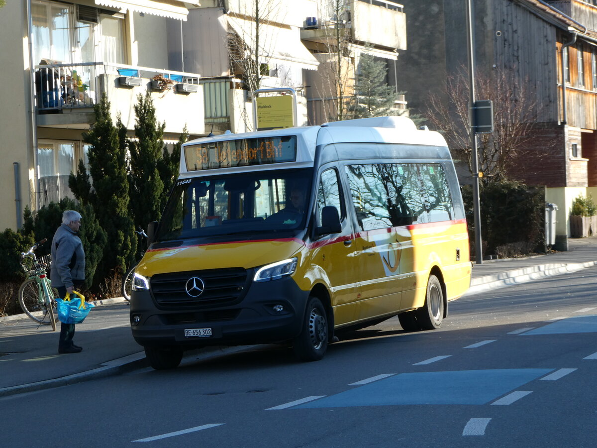 (246'088) - PostAuto Bern - BE 656'302/PID 11'649 - Mercedes (ex L�di, Uetendorf) am 13. Februar 2023 in Thun-Lerchenfeld, Waldeck