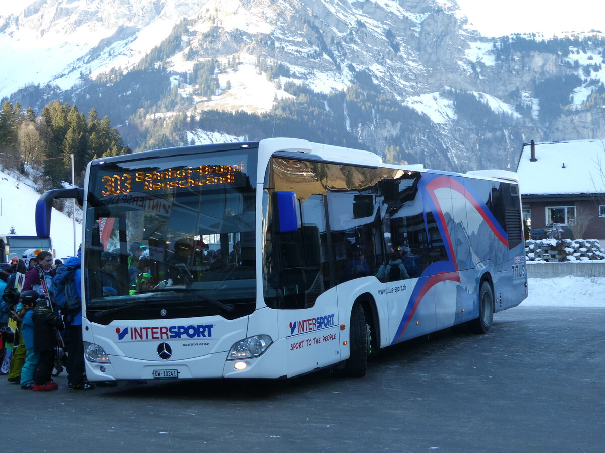 (246'105) - EAB Engelberg - Nr. 5/OW 10'241 - Mercedes (ex VZO Gr�ningen; ex Vorf�hrfahrzeug) am 14. Februar 2023 in Engelberg, Talstation Titlis