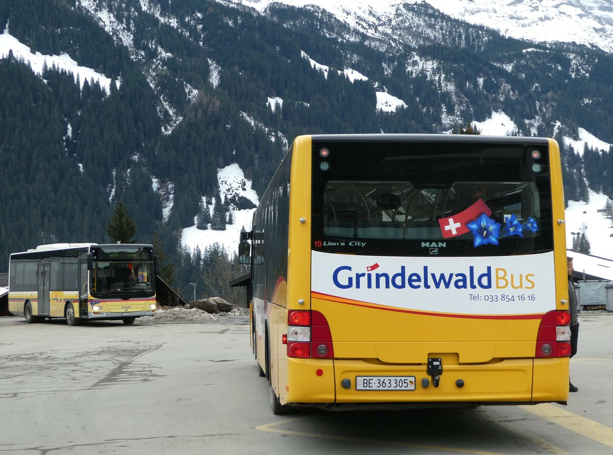 (246'240) - Grindelwaldbus, Grindelwald - Nr. 19/BE 363'305 - MAN/G�ppel am 17. Februar 2023 beim Bahnhof Grindelwald