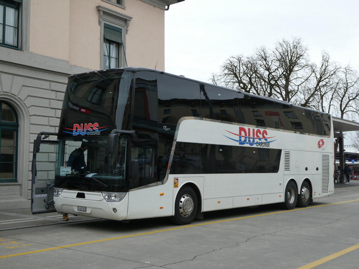 (246'612) - Duss, Neuhaus - SG 467'067 - Van Hool am 25. Februar 2023 beim Bahnhof Frauenfeld