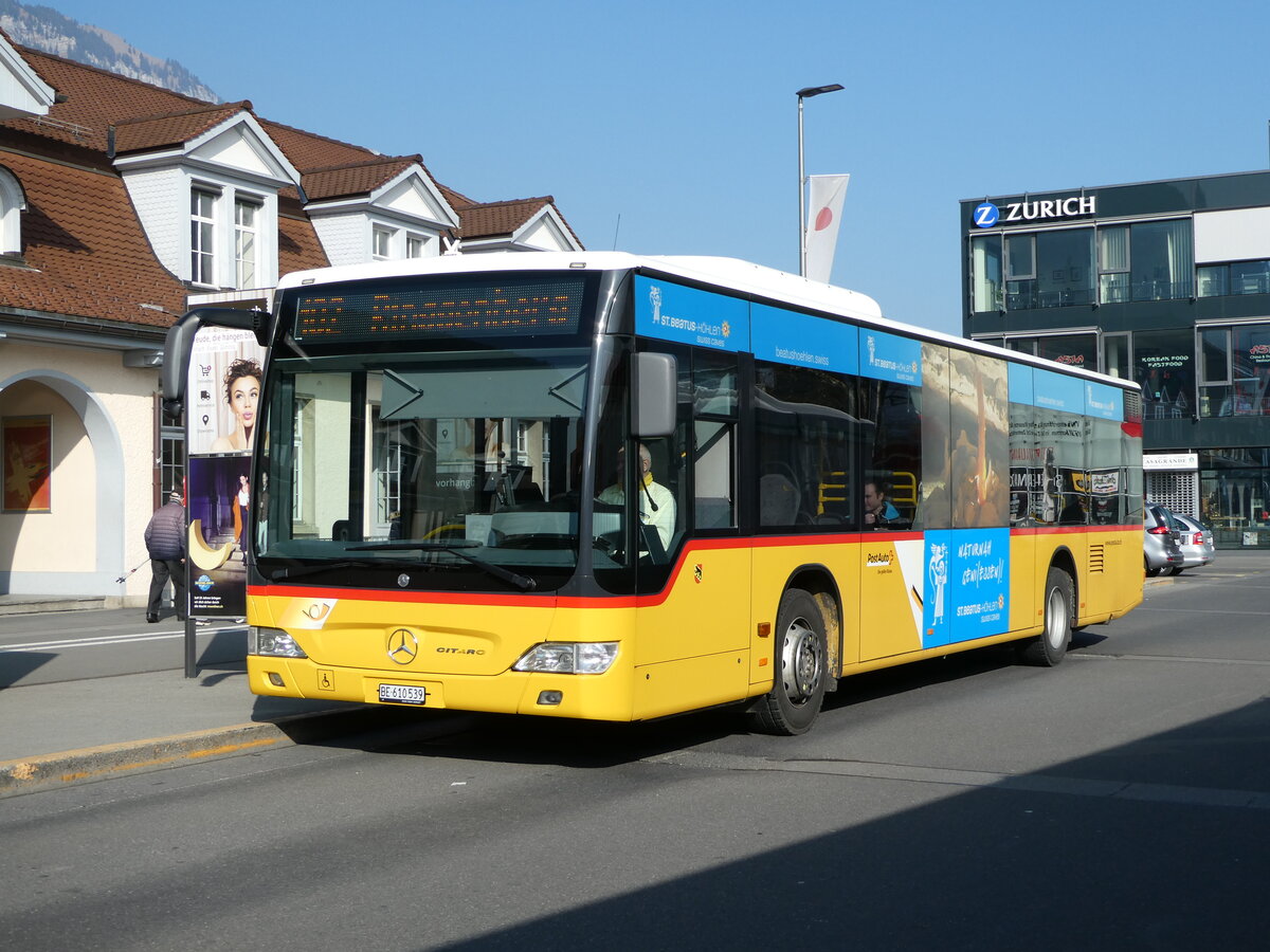 (246'801) - PostAuto Bern - BE 610'539/PID 5270 - (ex BE 700'281; ex Schmocker, Stechelberg Nr. 2) am 2. M�rz 2023 beim Bahnhof Interlaken Ost