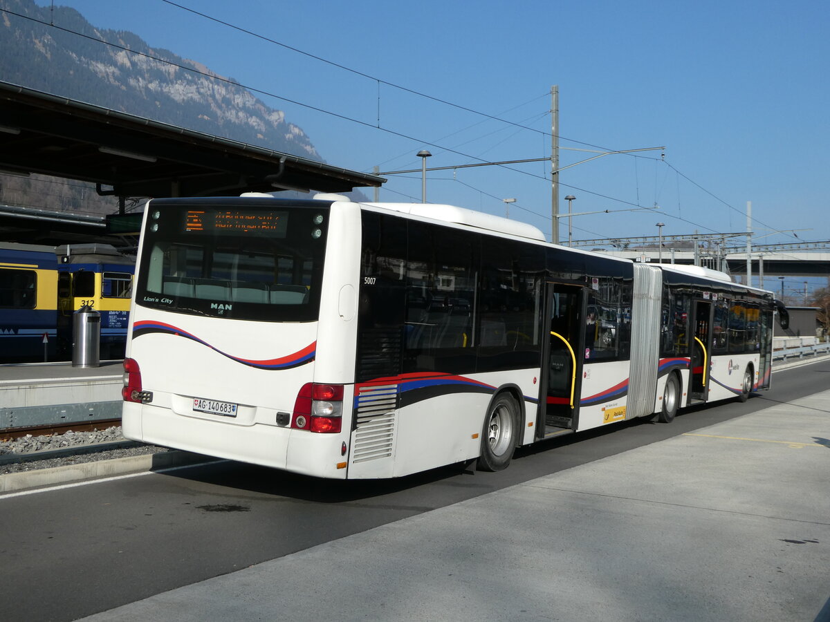 (246'803) - PostAuto Nordschweiz - AG 140'683/PID 5007 - MAN (ex Steffen, Remetschwil Nr. 58) am 2. M�rz 2023 beim Bahnhof Interlaken Ost
