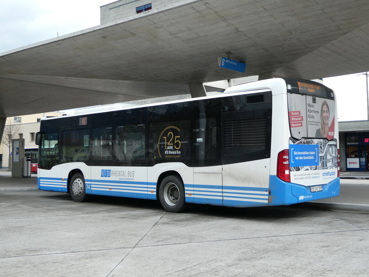 (247'005) - RTB Altstätten - Nr. 74/SG 348'795 - Mercedes am 9. März 2023 beim Bahnhof Buchs