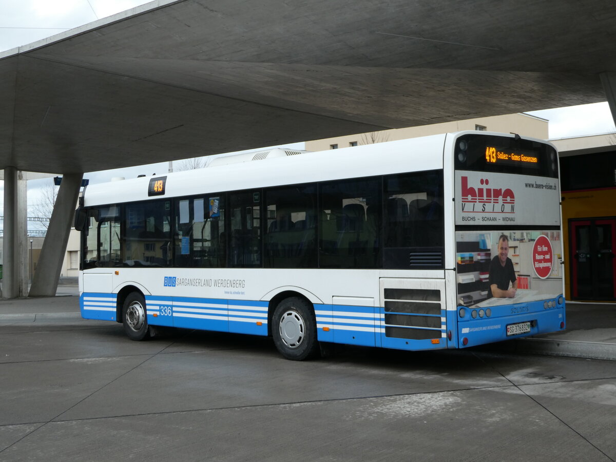 (247'030) - BSW Sargans - Nr. 336/SG 376'832 - Solaris am 9. März 2023 beim Bahnhof Buchs