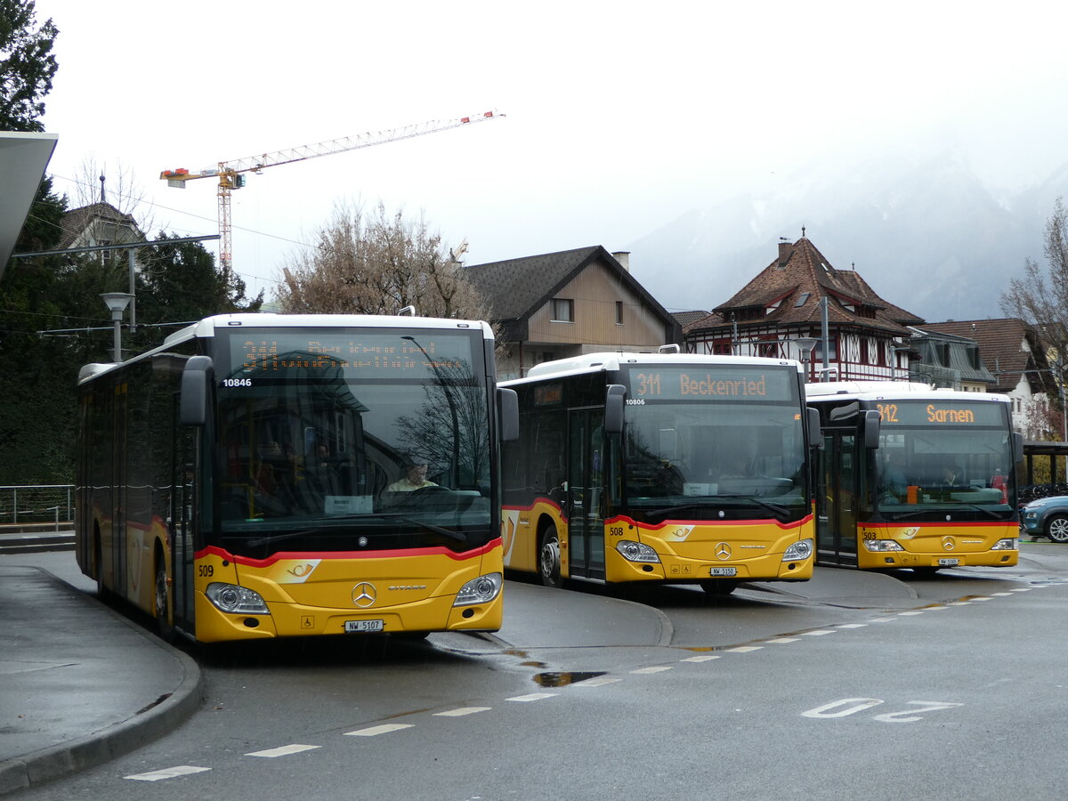 (247'129) - PostAuto Zentralschweiz - Nr. 509/NW 5107/PID 10'846 - Mercedes (ex Nr. 59; ex Nr. 12; ex Thepra, Stans Nr. 12) am 10. M�rz 2023 beim Bahnhof Stans