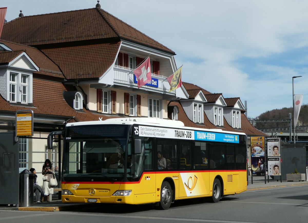 (247'194) - PostAuto Bern - BE 610'531/PID 5150 - Mercedes am 13. M�rz 2023 beim Bahnhof Interlaken Ost
