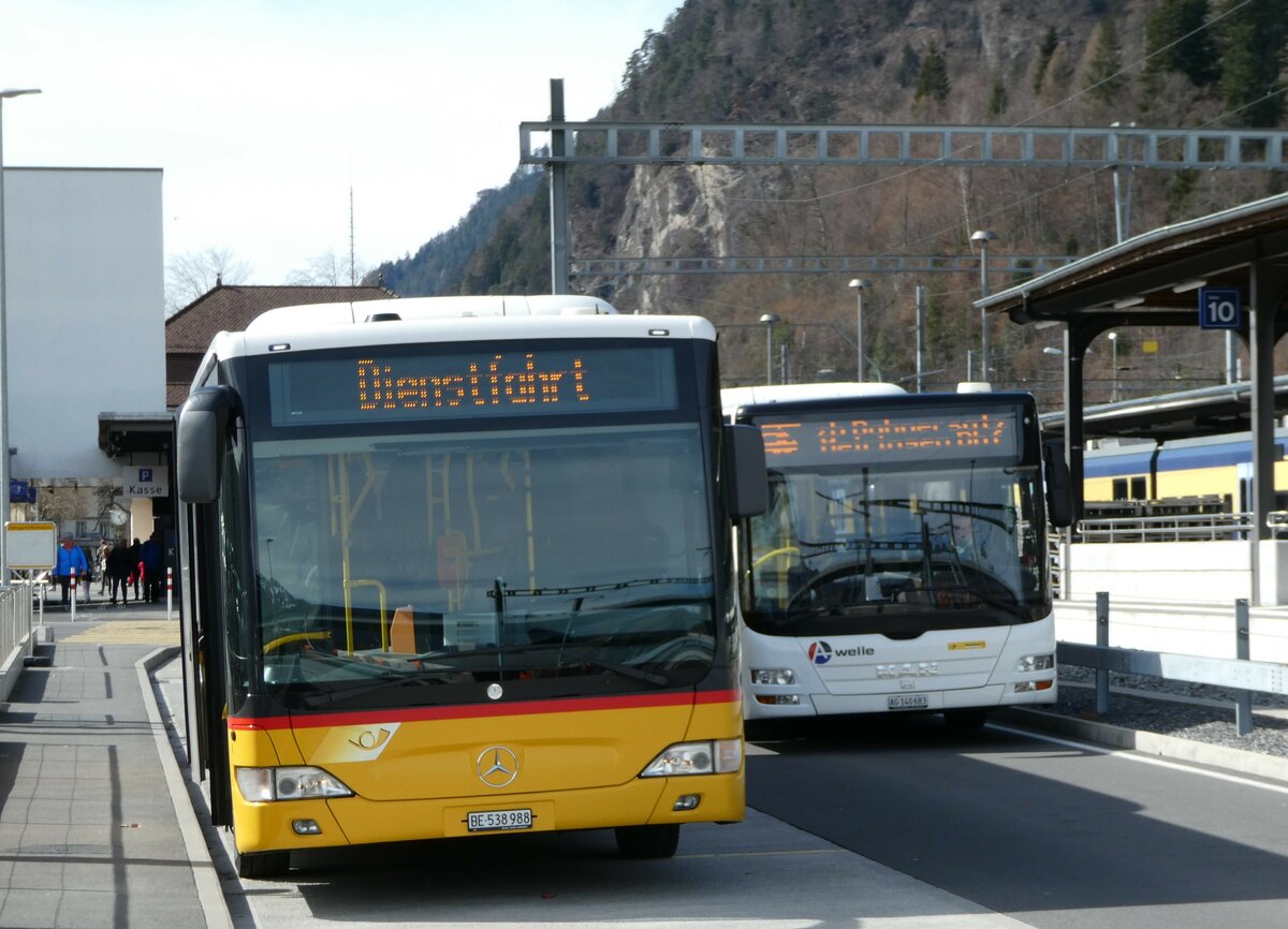 (247'197) - PostAuto Bern - BE 538'988/PID 5417 - Mercedes (ex BE 637'781) am 13. M�rz 2023 beim Bahnhof Interlaken Ost