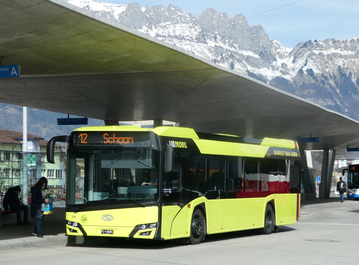 (247'313) - Aus Liechtenstein: BOS PS Anstalt, Vaduz - Nr. 519/FL 40'204 - Solaris am 17. M�rz 2023 beim Bahnhof Buchs