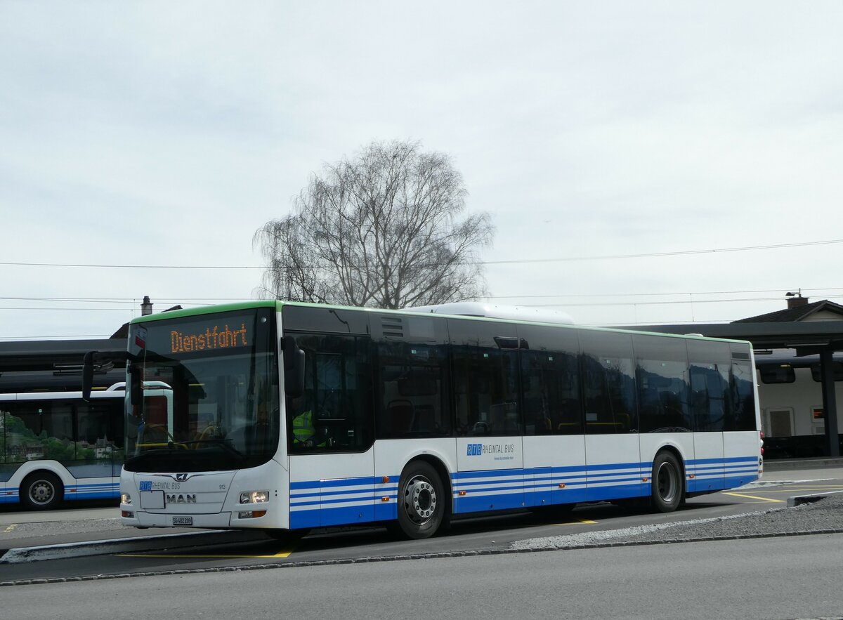 (247'328) - RTB Altst�tten - Nr. 913/SG 482'209 - MAN (ex PostBus/A BD 15'336) am 17. M�rz 2023 beim Bahnhof Altst�tten