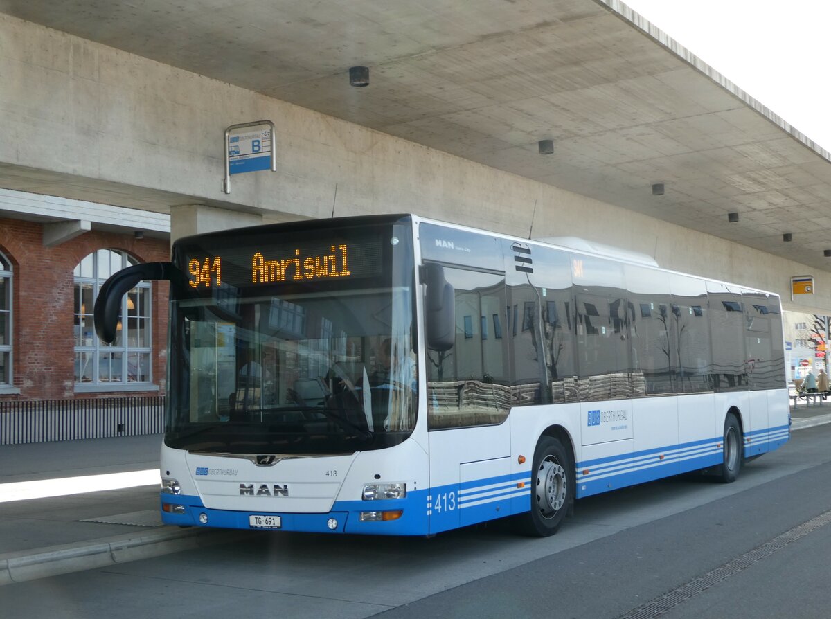 (247'378) - BOTG Amriswil - Nr. 413/TG 691 - MAN am 17. M�rz 2023 in Arbon, Bushof