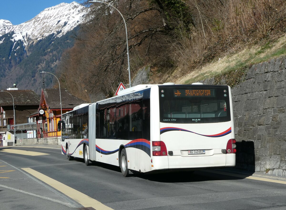 (247'400) - PostAuto Nordschweiz - AG 140'683/PID 5007 - MAN (ex Steffen, Remetschwil Nr. 58) am 18. M�rz 2023 beim Bahnhof Brienz