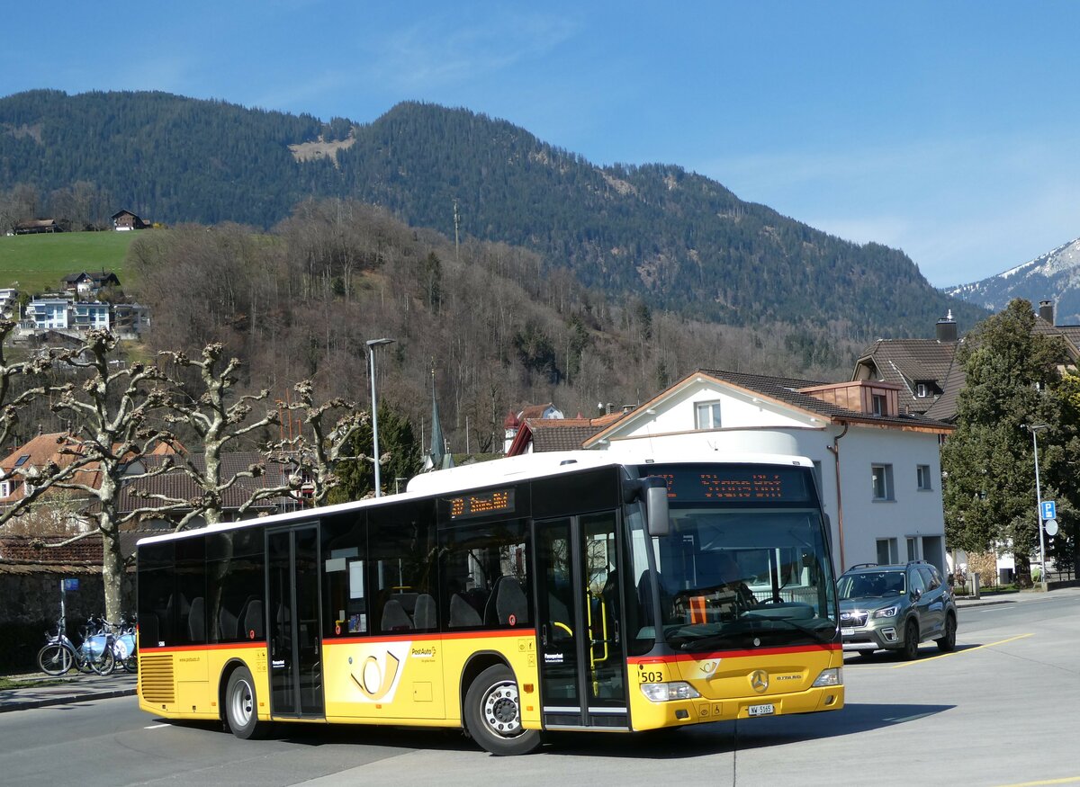 (247'419) - PostAuto Zentralschweiz - Nr. 503/NW 5165/PID 5266 - Mercedes (ex Nr. 53; ex Nr. 32; ex Thepra, Stans Nr. 32) am 18. M�rz 2023 beim Bahnhof Sarnen
