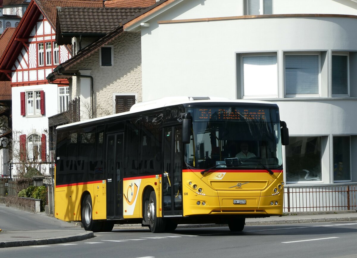 (247'425) - PostAuto Zentralschweiz - Nr. 508/OW 12'275/PID 10'536 - Volvo (ex Nr. 12; ex Dillier, Sarnen Nr. 12) am 18. M�rz 2023 beim Bahnhof Sarnen 