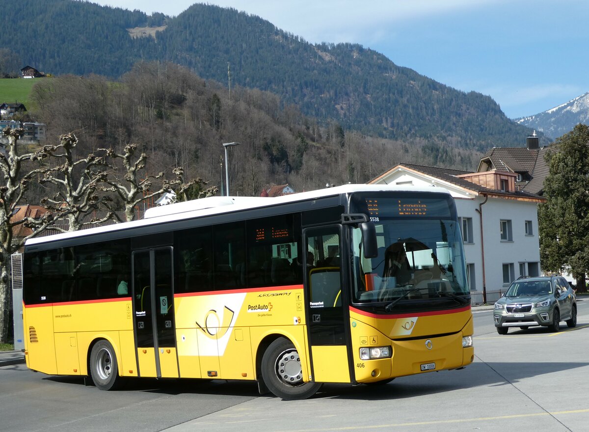 (247'430) - PostAuto Zentralschweiz - Nr. 406/OW 10'006/PID 5538 - Irisbus (ex Nr. 3; ex Dillier, Sarnen Nr. 3) am 18. M�rz 2023 beim Bahnhof Sarnen