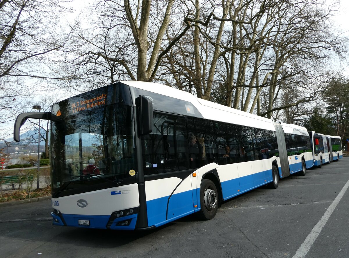 (247'450) - VBL Luzern - Nr. 105/LU 15'053 - Solaris am 18. M�rz 2023 in Luzern, Inseli-P