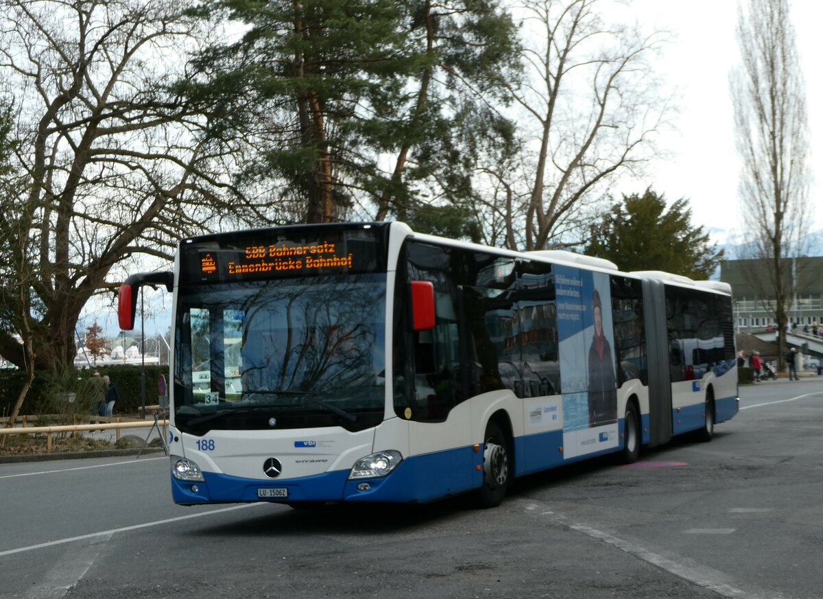 (247'455) - VBL Luzern - Nr. 188/LU 15'062 - Mercedes am 18. M�rz 2023 in Luzern, Inseli-P