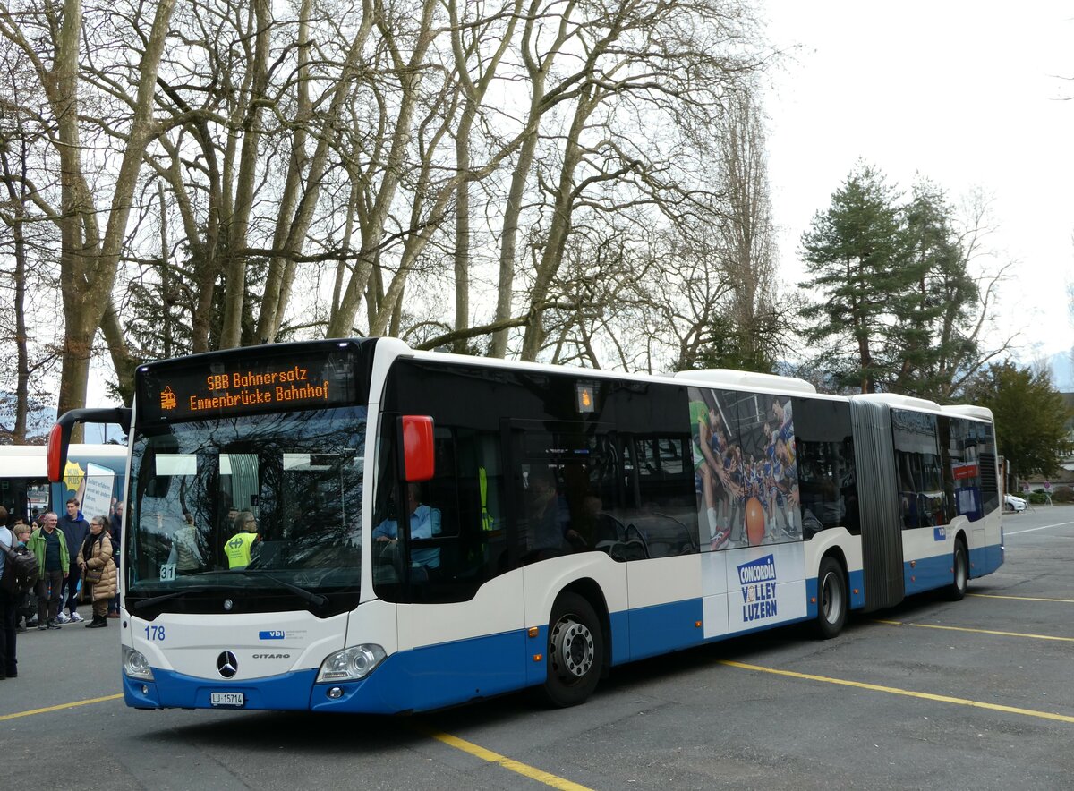 (247'461) - VBL Luzern - Nr. 178/LU 15'714 - Mercedes am 18. M�rz 2023 in Luzern, Inseli-P