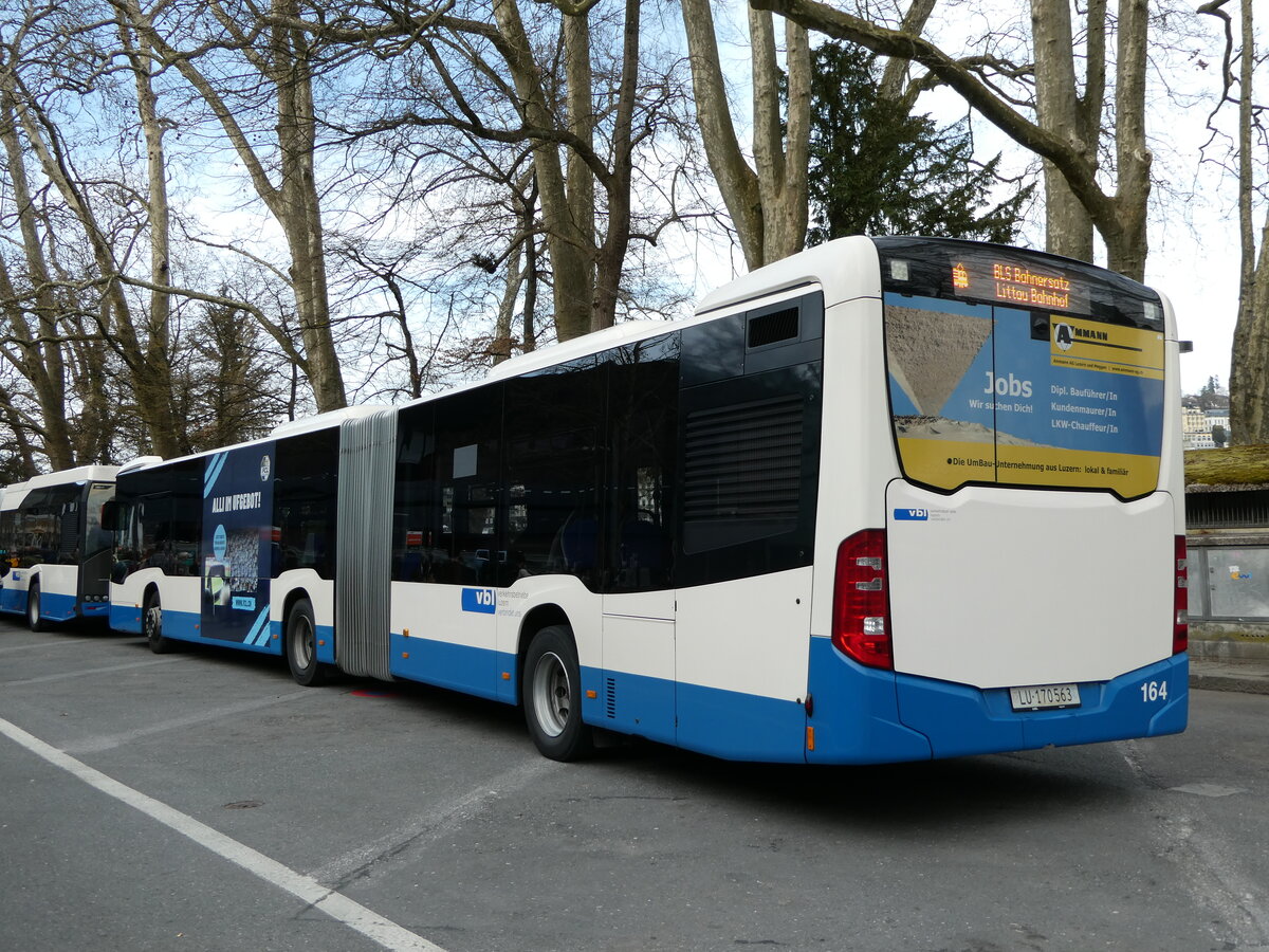 (247'462) - VBL Luzern - Nr. 164/LU 170'563 - Mercedes am 18. M�rz 2023 in Luzern, Inseli-P