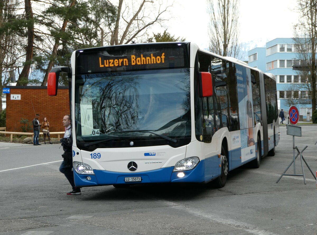(247'463) - VBL Luzern - Nr. 189/LU 15'073 - Mercedes am 18. M�rz 2023 in Luzern, Inseli-P