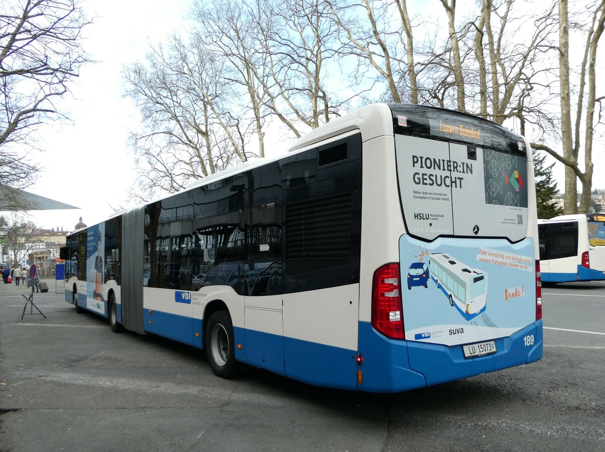 (247'464) - VBL Luzern - Nr. 189/LU 15'073 - Mercedes am 18. M�rz 2023 in Luzern, Inseli-P
