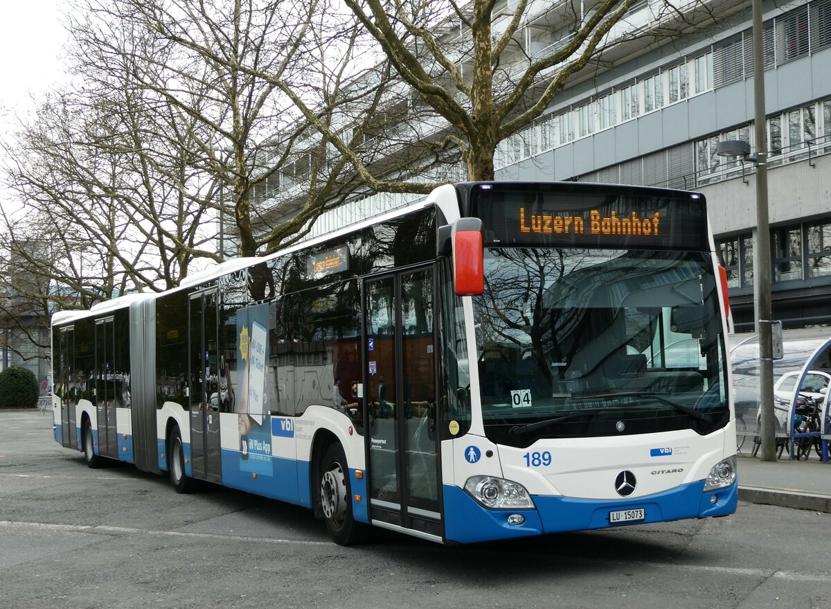 (247'465) - VBL Luzern - Nr. 189/LU 15'073 - Mercedes am 18. M�rz 2023 in Luzern, Inseli-P