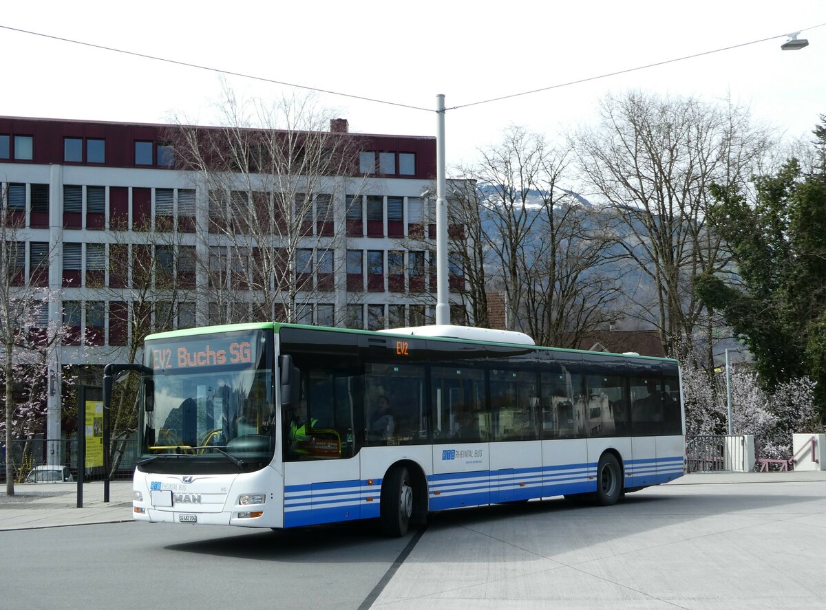 (247'498) - RTB Altst�tten - Nr. 910/SG 482'206 - MAN (ex PostBus/A BD 15'357) am 21. M�rz 2023 beim Bahnhof Buchs