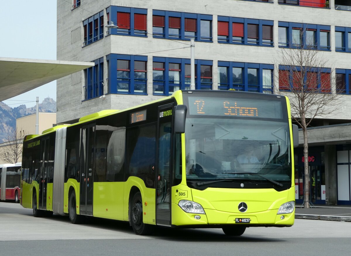 (247'501) - Aus Liechtenstein: BOS PS Anstalt, Vaduz - Nr. 595/FL 40'237 - Mercedes (ex PLA Vaduz Nr. 63/PID 10'593) am 21. M�rz 2023 beim Bahnhof Buchs