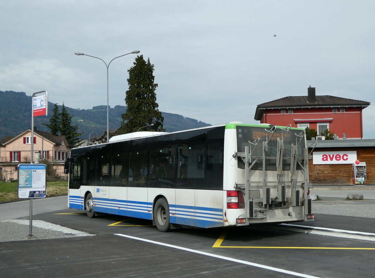 (247'525) - RTB Altst�tten - Nr. 913/SG 482'209 - MAN (ex PostBus/A BD 15'336) am 21. M�rz 2023 beim Bahnhof Altst�tten