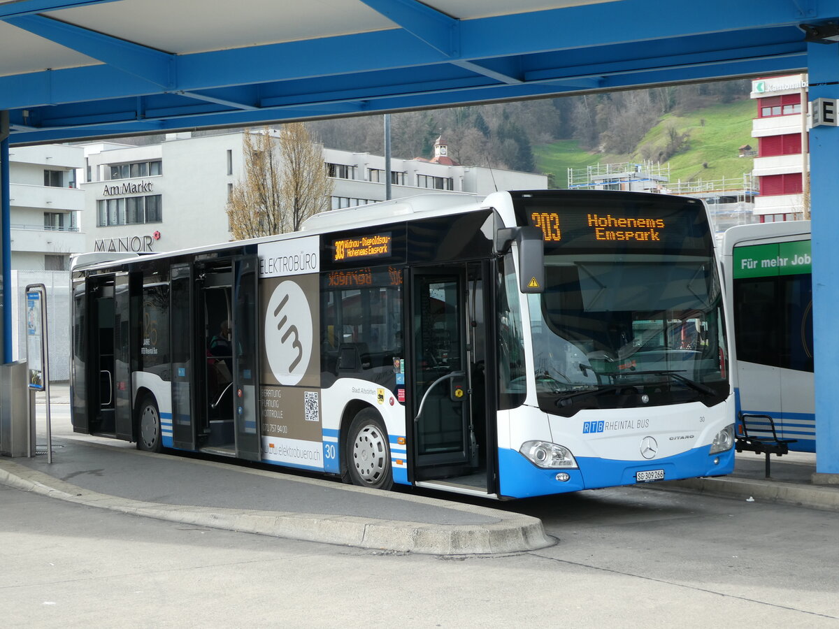 (247'533) - RTB Altst�tten - Nr. 30/SG 309'266 - Mercedes am 21. M�rz 2023 beim Bahnhof Heerbrugg