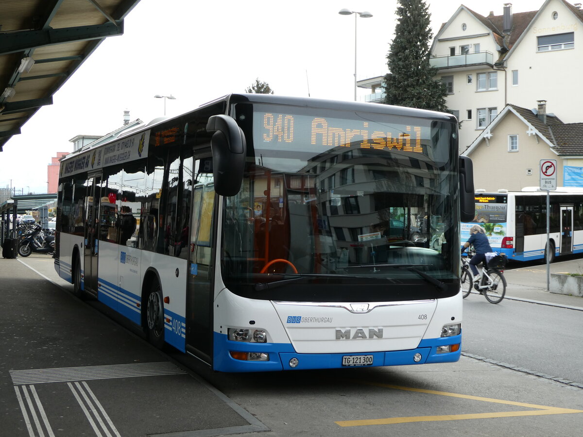 (247'548) - BOTG Amriswil - Nr. 408/TG 121'300 - MAN (ex Nr. 12) am 21. M�rz 2023 beim Bahnhof Romanshorn