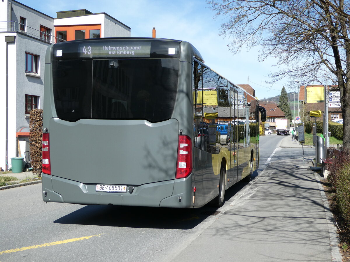 (247'555) - STI Thun - Nr. 501/BE 408'501 - Mercedes am 22. M�rz 2023 in Thun Spital (prov. Haltestelle f�r Berntor)  