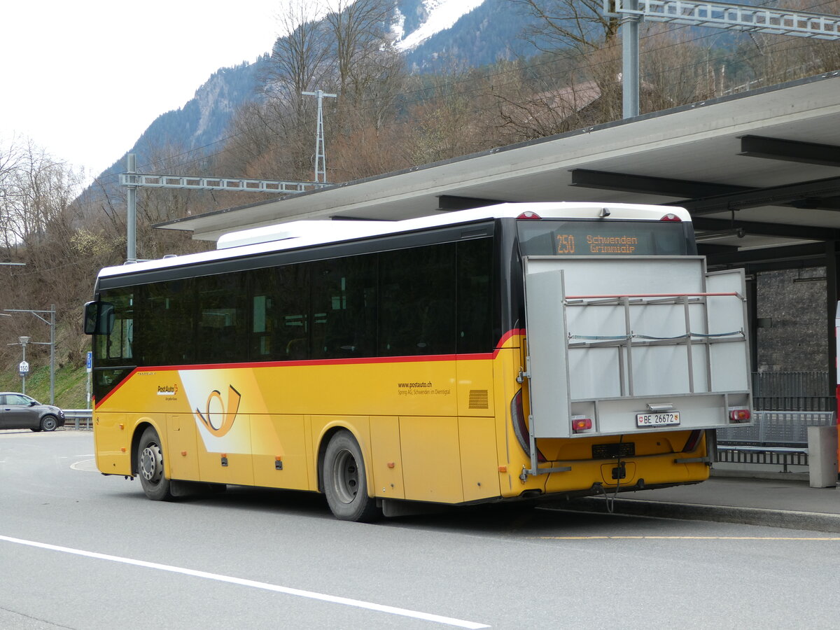 (247'568) - Spring, Schwenden - BE 26'672/PID 11'592 - Iveco am 23. M�rz 2023 beim Bahnhof Oey-Diemtigen