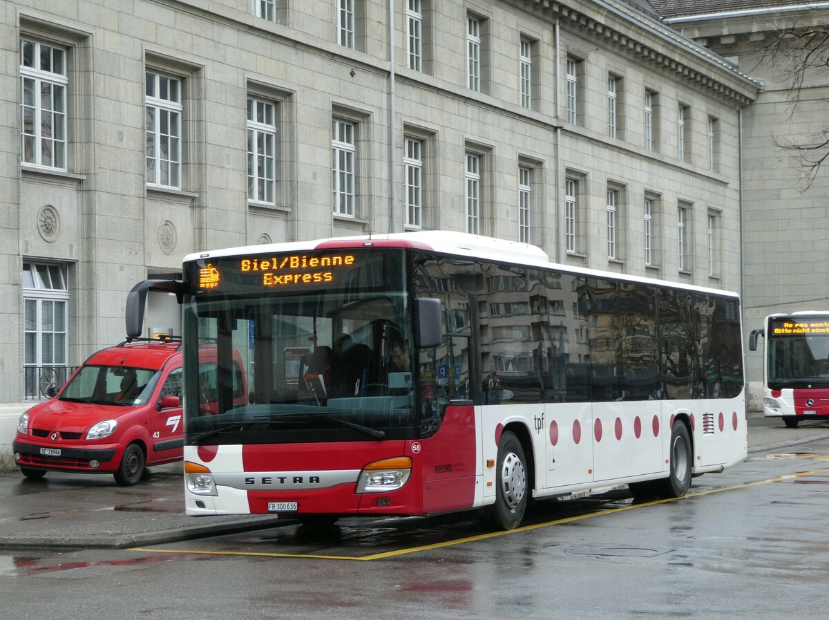 (247'600) - Wieland, Murten - Nr. 58/FR 300'636 - Setra am 25. M�rz 2023 beim Bahnhof Biel