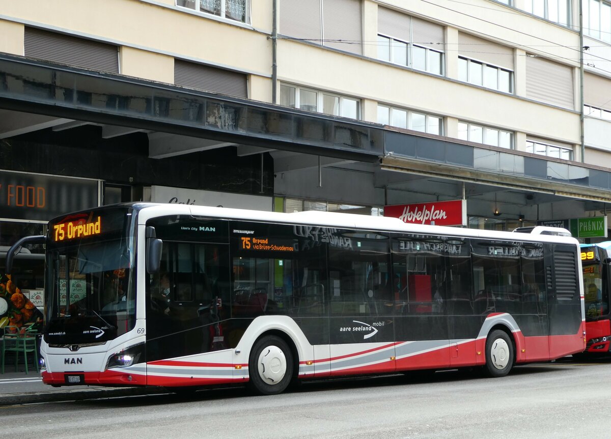 (247'627) - ASm Langenthal - Nr. 69/BE 872'369 - MAN am 25. M�rz 2023 beim Bahnhof Biel