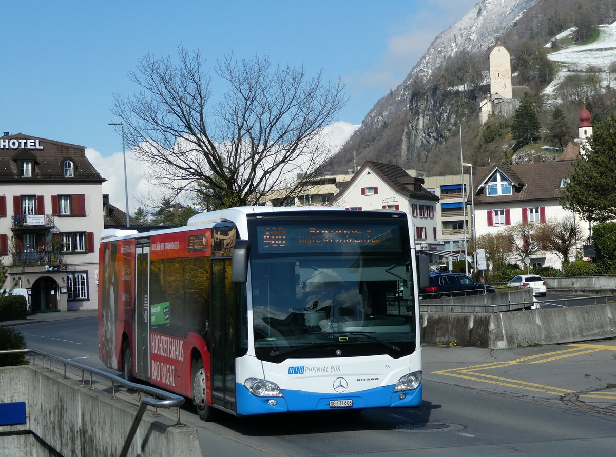 (247'764) - RTB Altst�tten - Nr. 58/SG 131'606 - Mercedes am 28. M�rz 2023 beim Bahnhof Sargans