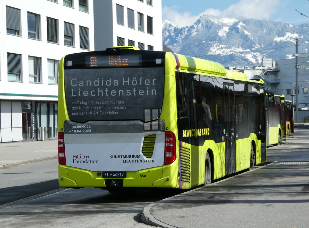 (247'768) - Aus Liechtenstein: BOS PS Anstalt, Vaduz - Nr. 550/FL 40'217 - Mercedes (ex PLA Vaduz Nr. 45/PID 10'586) am 28. M�rz 2023 beim Bahnhof Sargans