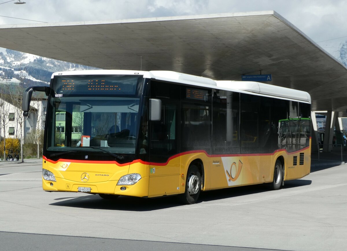 (247'776) - PostAuto Ostschweiz - SG 445'303/PID 10'781 - Mercedes am 28. M�rz 2023 beim Bahnhof Buchs