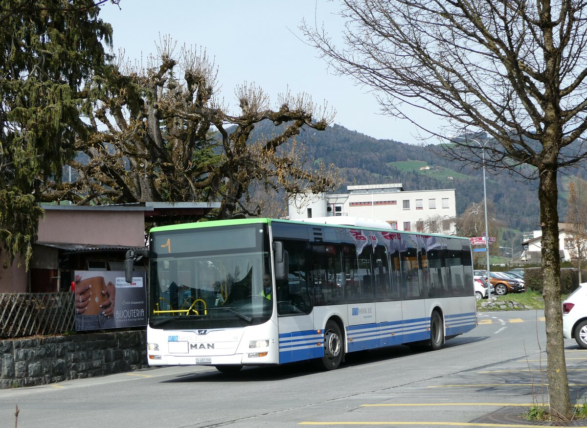 (247'796) - RTB Altst�tten - Nr. 912/SG 482'208 - MAN (ex PostBus/A BD 15'356) am 28. M�rz 2023 beim Bahnhof Altst�tten