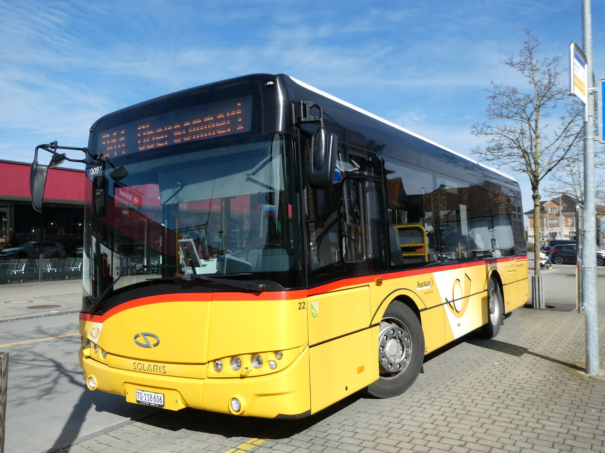 (247'813) - BOTG Amriswil - Nr. 22/TG 118'606/PID 10'097 - Solaris am 28. M�rz 2023 beim Bahnhof Amriswil