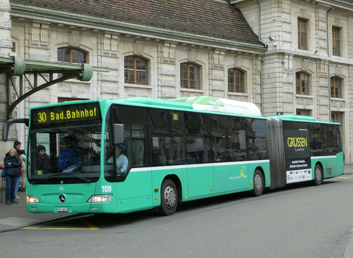 (247'842) - BVB Basel - Nr. 709/BS 6668 - Mercedes am 30. M�rz 2023 beim Bahnhof Basel