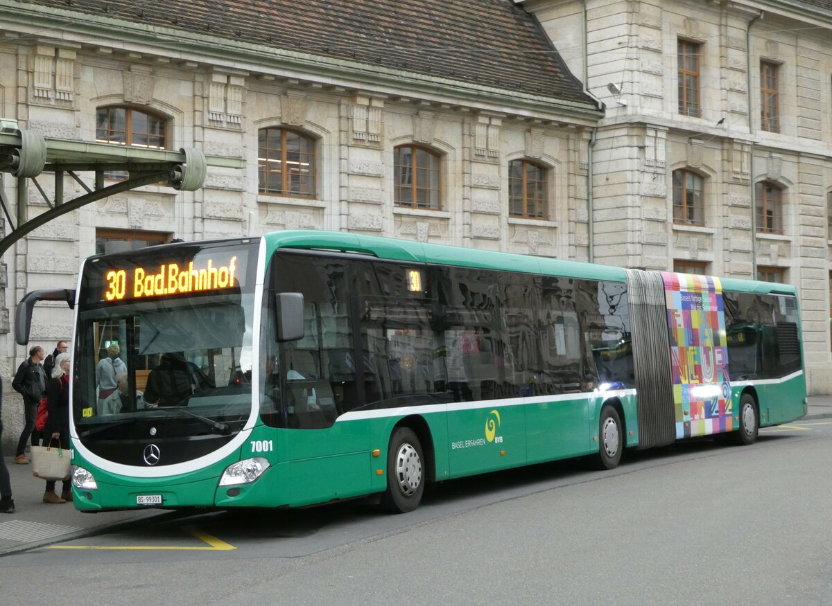(247'844) - BVB Basel - Nr. 7001/BS 99'301 - Mercedes am 30. M�rz 2023 beim Bahnhof Basel