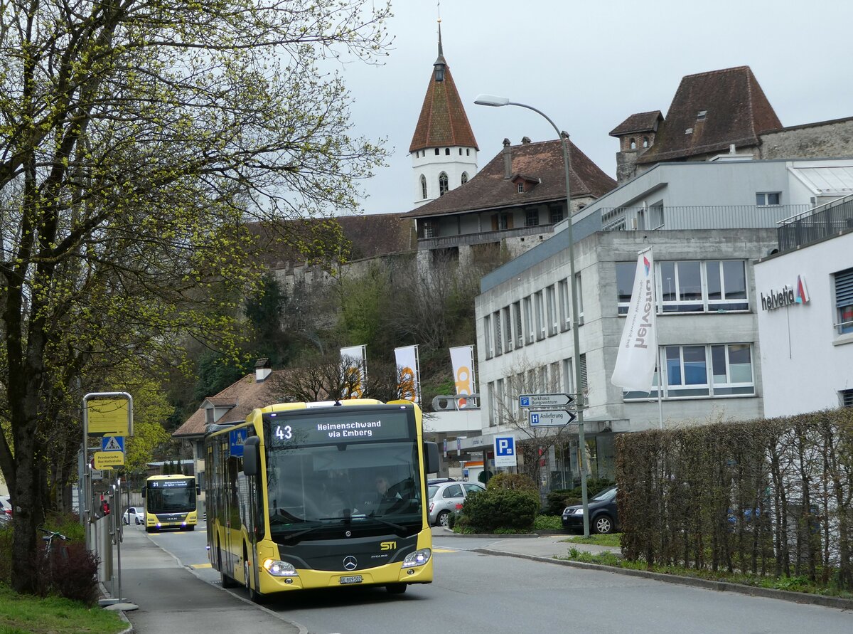 (247'994) - STI Thun - Nr. 502/BE 809'502 - Mercedes am 3. April 2023 in Thun, Spital (prov. Haltestelle f�r Berntor)