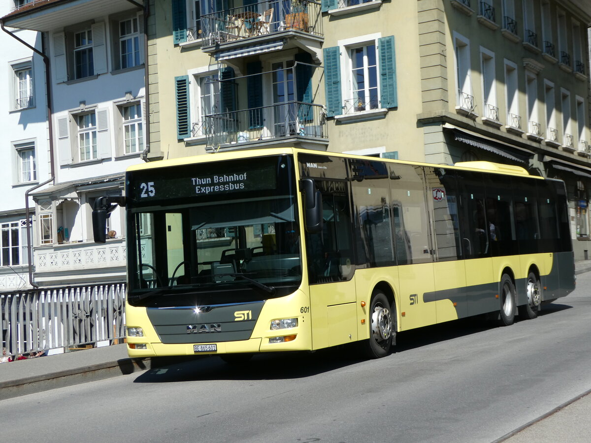 (248'026) - STI Thun - Nr. 601/BE 865'601 - MAN am 5. April 2023 in Thun, Sinnebr�cke