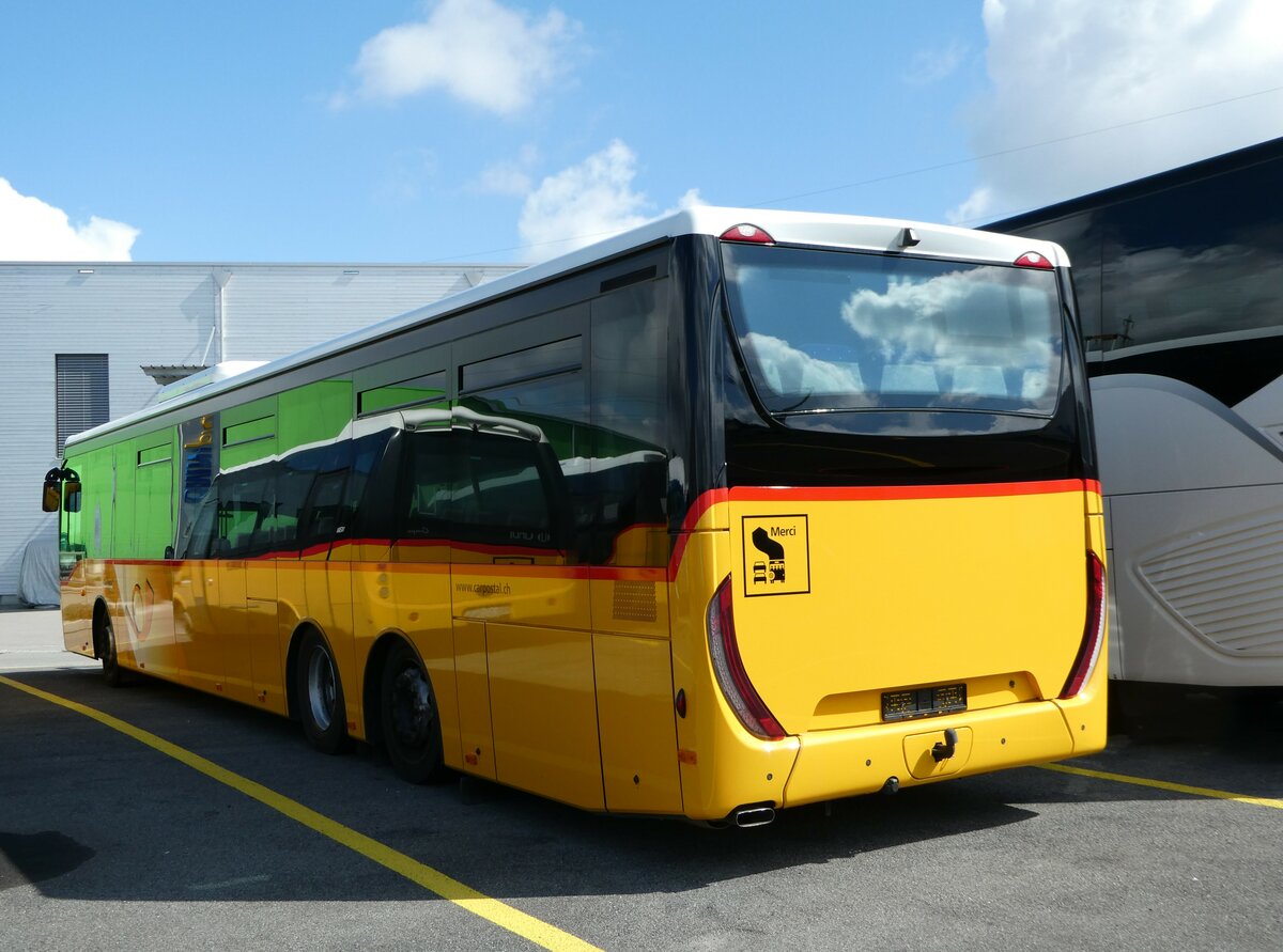 (248'187) - CarPostal Ouest - Iveco (ex Ballestraz, Gr�ne; ex Vorf�hrfahrzeug Iveco France) am 8. April 2023 in Kerzers, Interbus