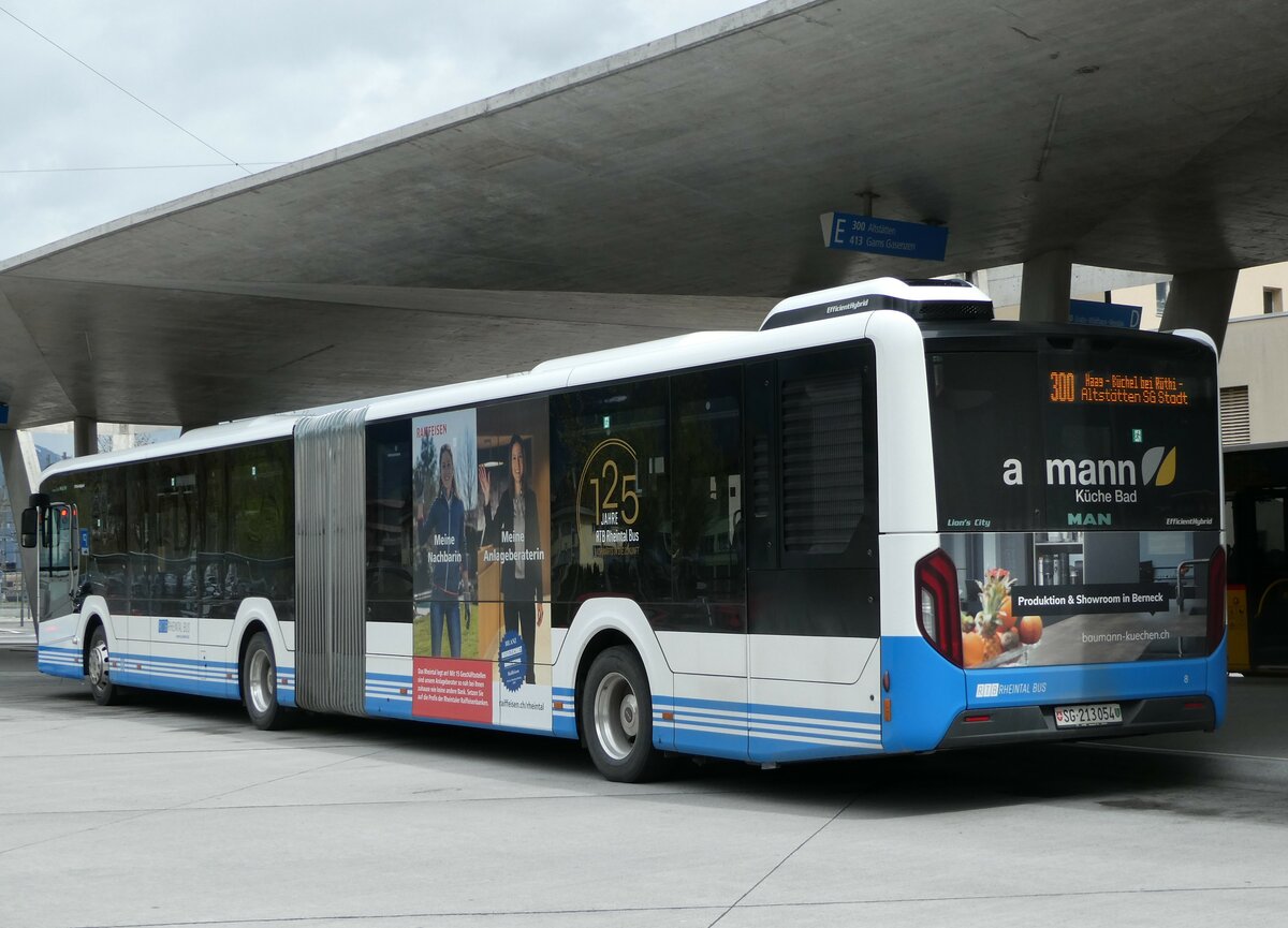 (248'462) - RTB Altst�tten - Nr. 8/SG 213'054 - MAN am 13. April 2023 beim Bahnhof Buchs